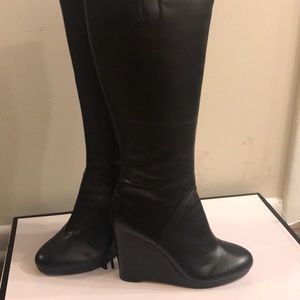 Black Nine West wedge knee high boots—size 11
